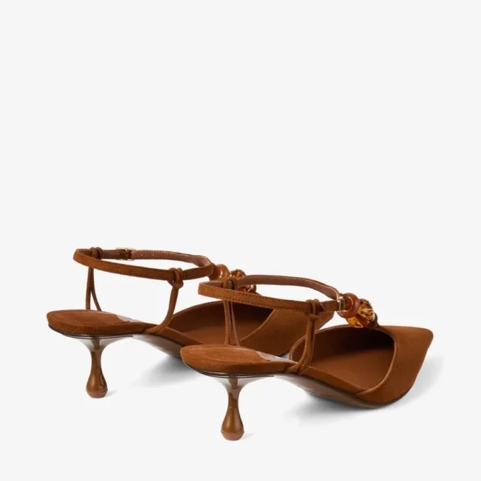 Lauri 50 Tan Mix suède slingbacks met kralen Lauri 50 Tan Mix suède slingbacks met kralen