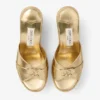 Leda Wedge 100 Gouden metallic nappalederen muiltjes met sleehak