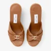 Leda Wedge 100 Tan Nappa Leather Mule Wedge Leda Wedge 100 Tan Nappa Leather Mule Wedge
