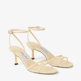 Leo 65 Buttermilk Elaphe-sandalen van bedrukt leer