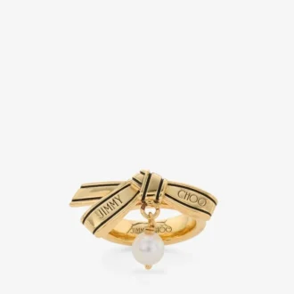 Lint Ring Gouden Metalen Lint Parelring