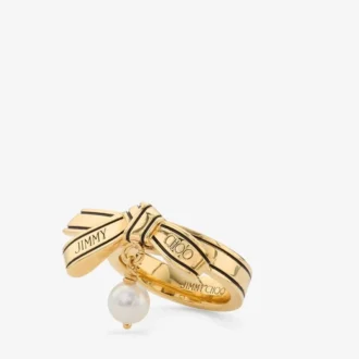 Lint Ring Gouden Metalen Lint Parelring