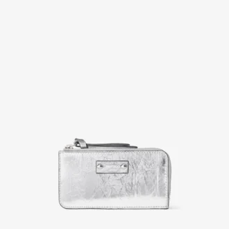 Lise portemonnee met ritssluiting van zilverkleurig vintage metallic leer