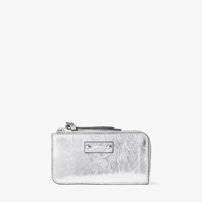 Lise portemonnee met ritssluiting van zilverkleurig vintage metallic leer Lise portemonnee met ritssluiting van zilverkleurig vintage metallic leer