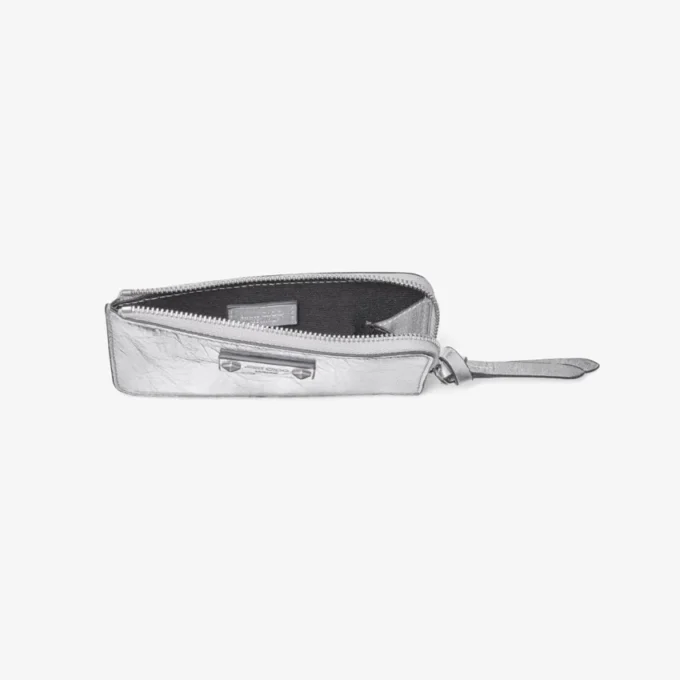 Lise portemonnee met ritssluiting van zilverkleurig vintage metallic leer Lise portemonnee met ritssluiting van zilverkleurig vintage metallic leer