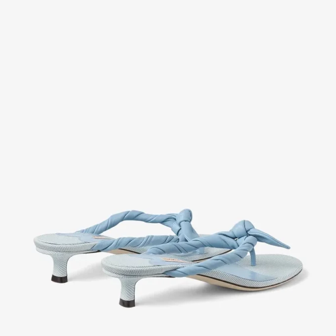 Liss 35 Riviera Blue Mix zachte handschoenleer en gespikkeld canvas muiltjes met nappaleren strik Liss 35 Riviera Blue Mix zachte handschoenleer en gespikkeld canvas muiltjes met nappaleren strik