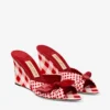 Livi-sleehak 85 Ruby Red Mix gemengde gingham katoenen muiltjes met gingham strik Livi-sleehak 85 Ruby Red Mix gemengde gingham katoenen muiltjes met gingham strik