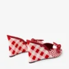 Livi-sleehak 85 Ruby Red Mix gemengde gingham katoenen muiltjes met gingham strik Livi-sleehak 85 Ruby Red Mix gemengde gingham katoenen muiltjes met gingham strik