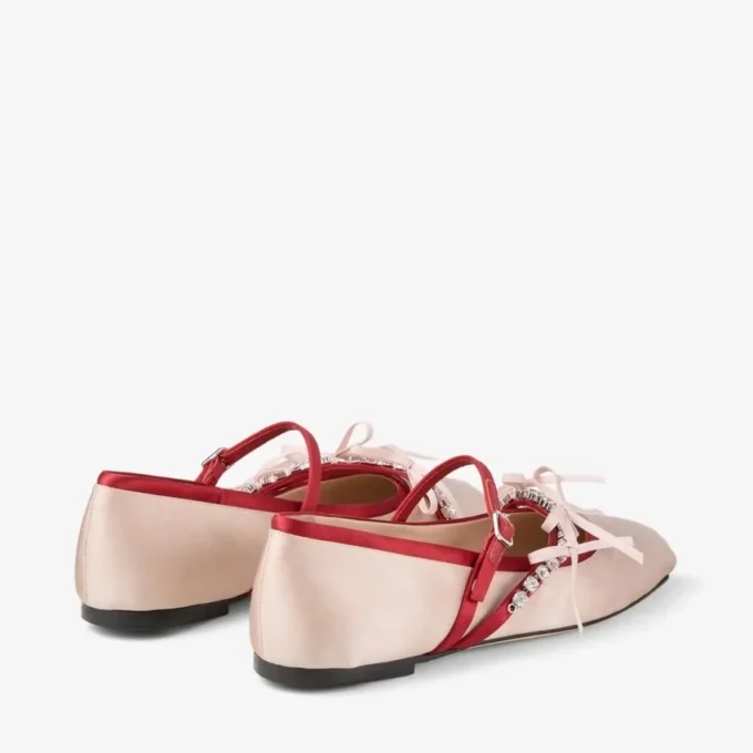 Loli Ballerina Macaron en Ruby Red satijnen ballerina’s met satijnen strikken Loli Ballerina Macaron en Ruby Red satijnen ballerina’s met satijnen strikken