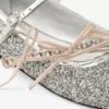 Loli Ballerina Zilver en Macaron Poeder Glitter Stof Ballerina’s met Satijnen Strikken Loli Ballerina Zilver en Macaron Poeder Glitter Stof Ballerina’s met Satijnen Strikken