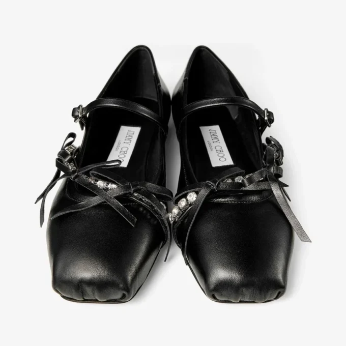 Loli Ballerina Zwarte glanzende nappaleren ballerina’s met strikken van zacht handschoenleer Loli Ballerina Zwarte glanzende nappaleren ballerina’s met strikken van zacht handschoenleer