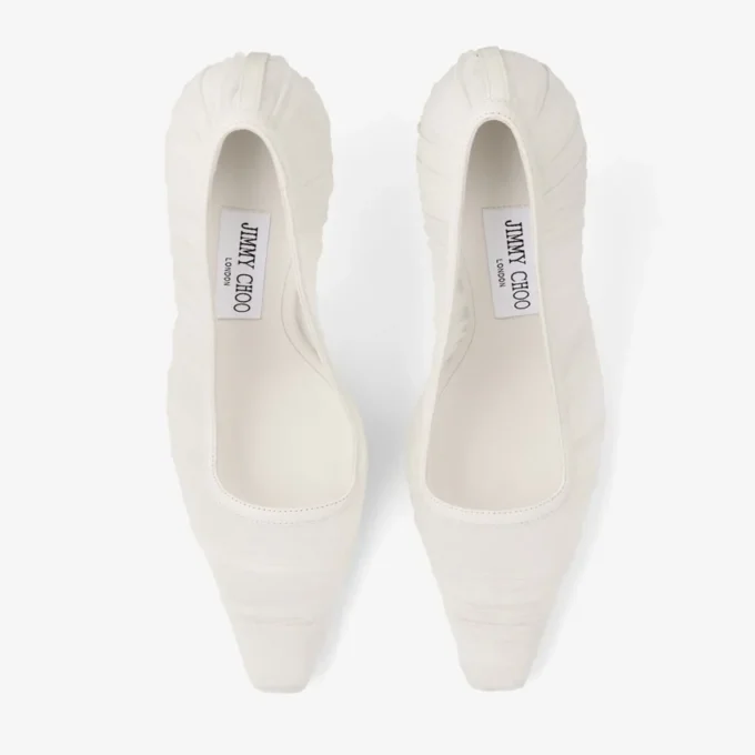 Lotta 100 Pumps van ivoorkleurige tule en nappa
