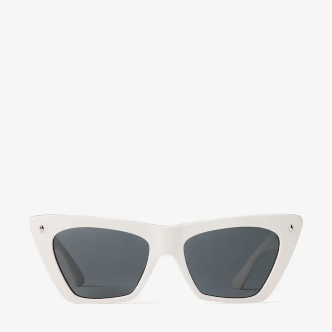 Lou Cat-Eye-zonnebril van melk- en grijs acetaat