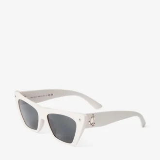 Lou Cat-Eye-zonnebril van melk- en grijs acetaat