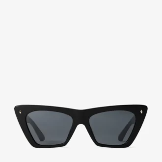 Lou Zwart en grijze cat-eye zonnebril van acetaat