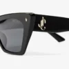 Lou Zwart en grijze cat-eye zonnebril van acetaat Lou Zwart en grijze cat-eye zonnebril van acetaat