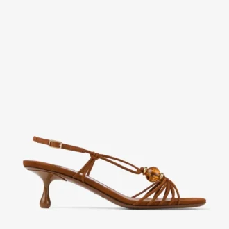 Lova 50 Tan Mix suède sandalen met kralen