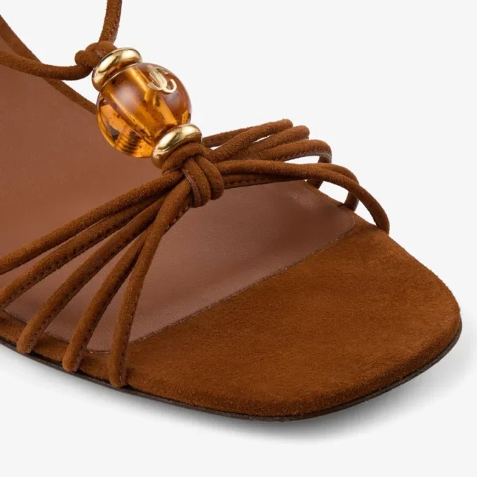 Lova 50 Tan Mix suède sandalen met kralen Lova 50 Tan Mix suède sandalen met kralen