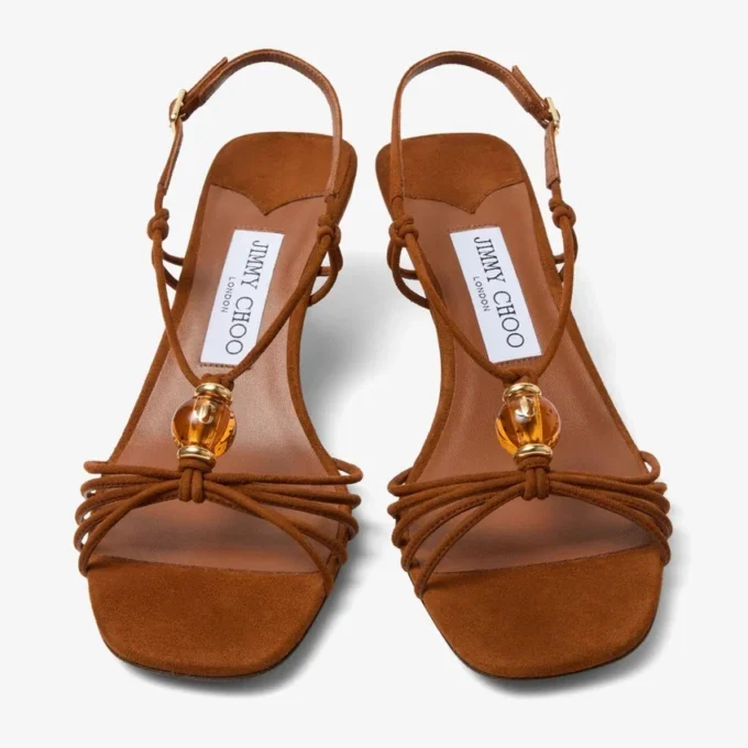 Lova 50 Tan Mix suède sandalen met kralen Lova 50 Tan Mix suède sandalen met kralen
