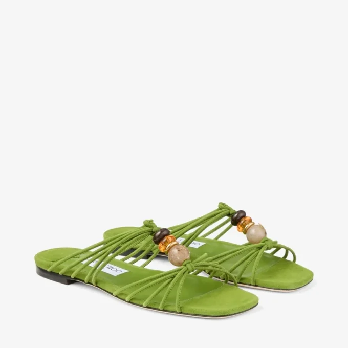 Lova Mule Flat Clover Mix suède ballerina’s met kralen Lova Mule Flat Clover Mix suède ballerina’s met kralen