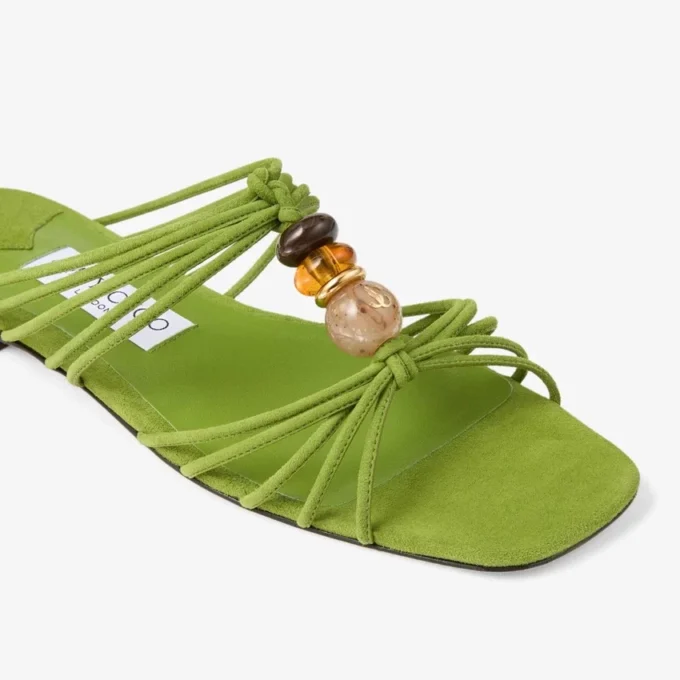 Lova Mule Flat Clover Mix suède ballerina’s met kralen Lova Mule Flat Clover Mix suède ballerina’s met kralen