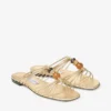 Lova Mule Flat Goudkleurige metallic nappaleren muiltjes met kralen Lova Mule Flat Goudkleurige metallic nappaleren muiltjes met kralen