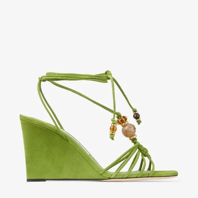 Lova Wedge 85 Clover Mix suède sleehakken met kralen Lova Wedge 85 Clover Mix suède sleehakken met kralen