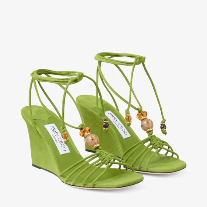 Lova Wedge 85 Clover Mix suède sleehakken met kralen Lova Wedge 85 Clover Mix suède sleehakken met kralen