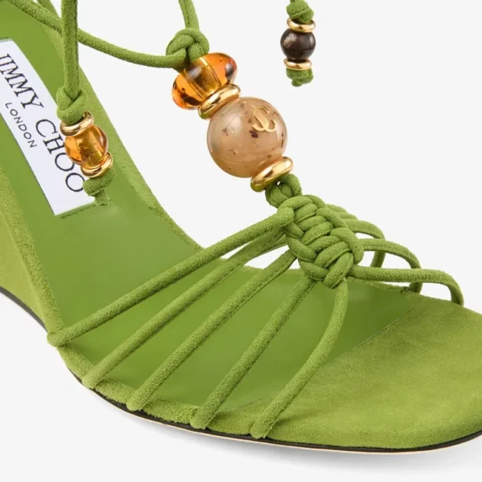 Lova Wedge 85 Clover Mix suède sleehakken met kralen Lova Wedge 85 Clover Mix suède sleehakken met kralen