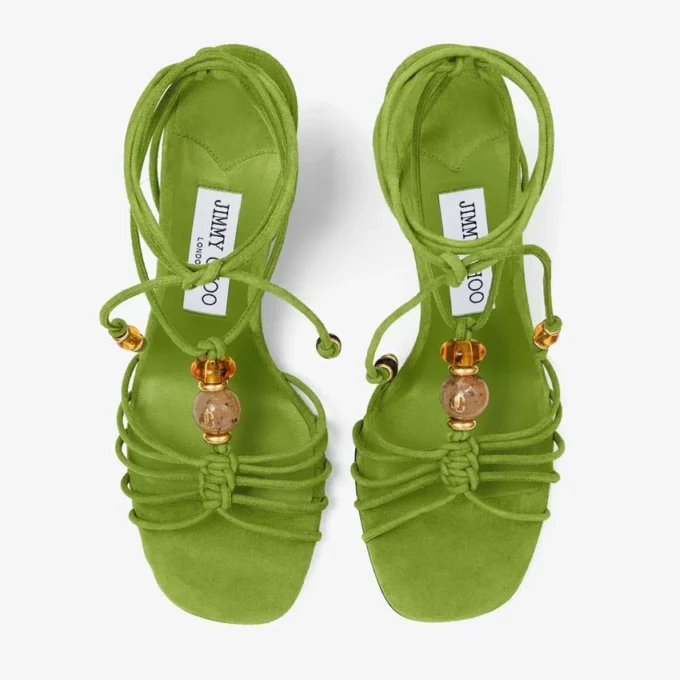 Lova Wedge 85 Clover Mix suède sleehakken met kralen Lova Wedge 85 Clover Mix suède sleehakken met kralen