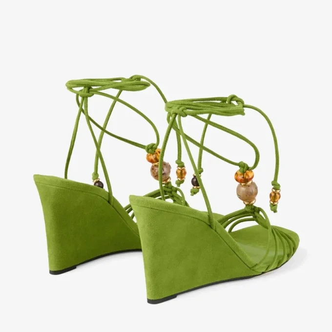 Lova Wedge 85 Clover Mix suède sleehakken met kralen Lova Wedge 85 Clover Mix suède sleehakken met kralen