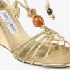 Lova Wedge 85 Goudkleurige metallic nappaleren sleehakken met kralen Lova Wedge 85 Goudkleurige metallic nappaleren sleehakken met kralen