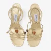 Lova Wedge 85 Goudkleurige metallic nappaleren sleehakken met kralen Lova Wedge 85 Goudkleurige metallic nappaleren sleehakken met kralen