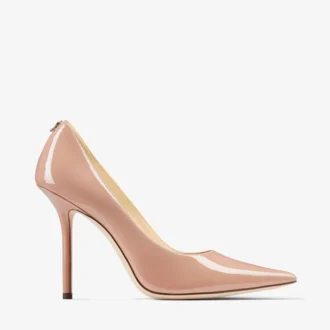 Love 100 Balletroze lakleren pumps met spitse neus en JC-embleem