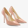 Love 100 Balletroze lakleren pumps met spitse neus en JC-embleem Love 100 Balletroze lakleren pumps met spitse neus en JC-embleem