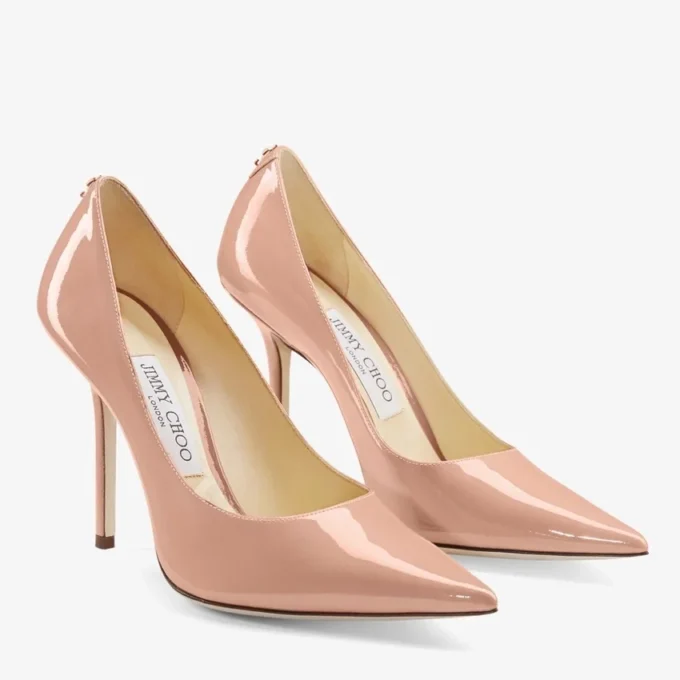 Love 100 Balletroze lakleren pumps met spitse neus en JC-embleem Love 100 Balletroze lakleren pumps met spitse neus en JC-embleem