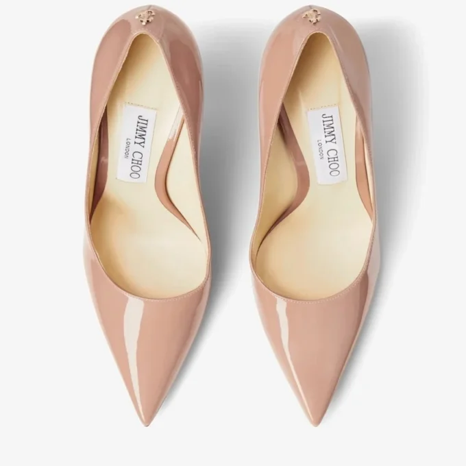 Love 100 Balletroze lakleren pumps met spitse neus en JC-embleem Love 100 Balletroze lakleren pumps met spitse neus en JC-embleem