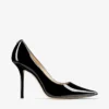 Love 100 zwarte lakleren pumps met spitse neus en Jc-embleem Love 100 zwarte lakleren pumps met spitse neus en Jc-embleem