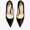 Love 100 zwarte lakleren pumps met spitse neus en Jc-embleem Love 100 zwarte lakleren pumps met spitse neus en Jc-embleem