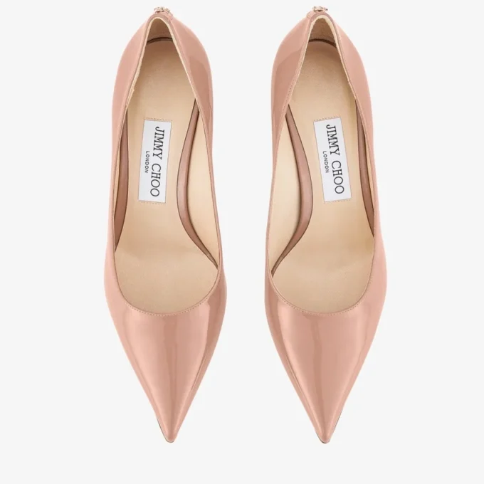 Love 65 balletroze lakleren pumps met JC-embleem Love 65 balletroze lakleren pumps met JC-embleem