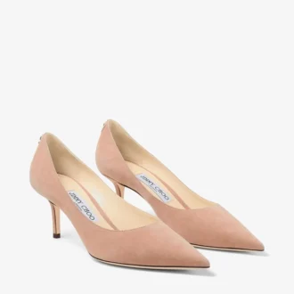 Love 65 balletroze suède pumps met spitse neus en JC-embleem