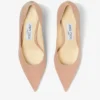 Love 65 balletroze suède pumps met spitse neus en JC-embleem Love 65 balletroze suède pumps met spitse neus en JC-embleem