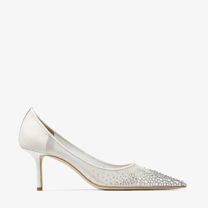 Love 65 witte mesh pumps met DéGradé-kristallen Love 65 witte mesh pumps met DéGradé-kristallen