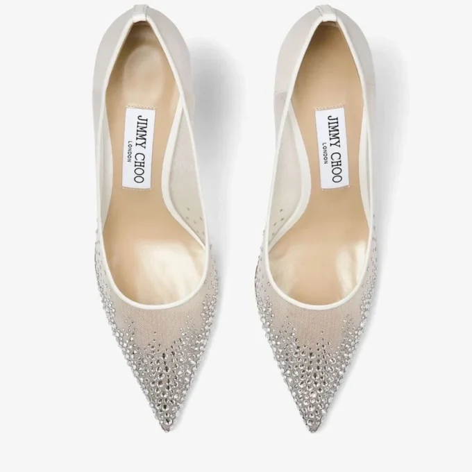 Love 65 witte mesh pumps met DéGradé-kristallen Love 65 witte mesh pumps met DéGradé-kristallen