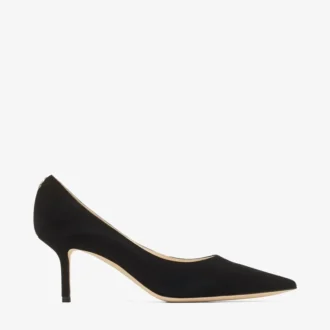 Love 65 Zwarte suède pumps met spitse neus en Jc-embleem