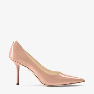 Love 85 Balletroze lakleren pumps met spitse neus en  Jc-embleem