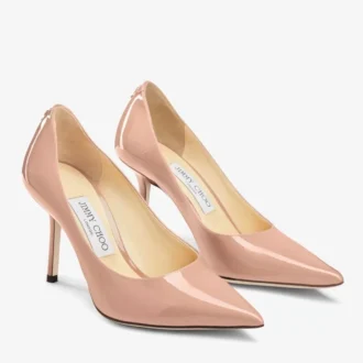 Love 85 Balletroze lakleren pumps met spitse neus en  Jc-embleem