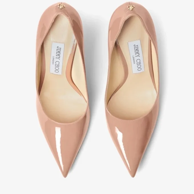 Love 85 Balletroze lakleren pumps met spitse neus en Jc-embleem Love 85 Balletroze lakleren pumps met spitse neus en Jc-embleem