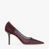 Love 85 diepe merlot mesh pumps met Galaxy-kristallen