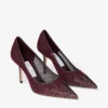 Love 85 diepe merlot mesh pumps met Galaxy-kristallen